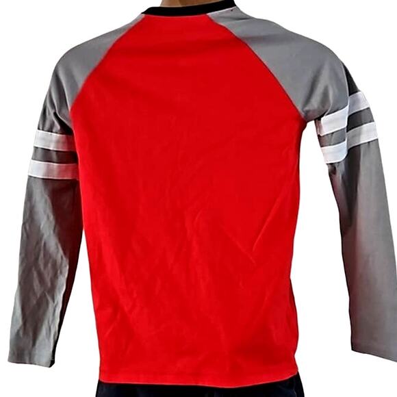 Spotted Zebra Boys Long Sleeve Henley Raglan Tee – Red/Gray Size Large (10) - Picture 5 of 5